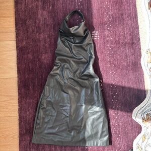 Zara Halter Neck Faux Leather Dress
